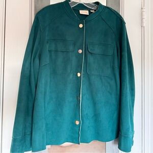 Chico’s Faux Suede Jacket inTeal